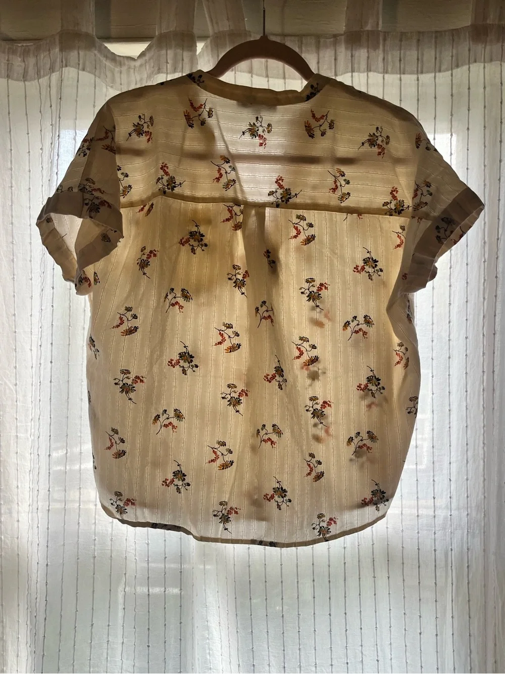 Madewell Cream Floral V-Neck Top with Multicolor Blooms - Picture 2 of 8